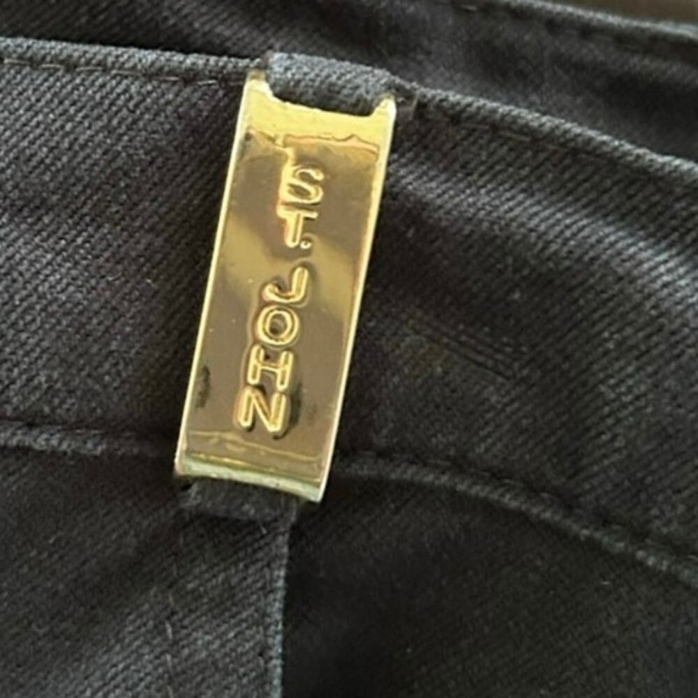 St John Sport Pants Size 6 Black Straight Leg Gold Hardware Minimalist Stretch - Picture 3 of 8